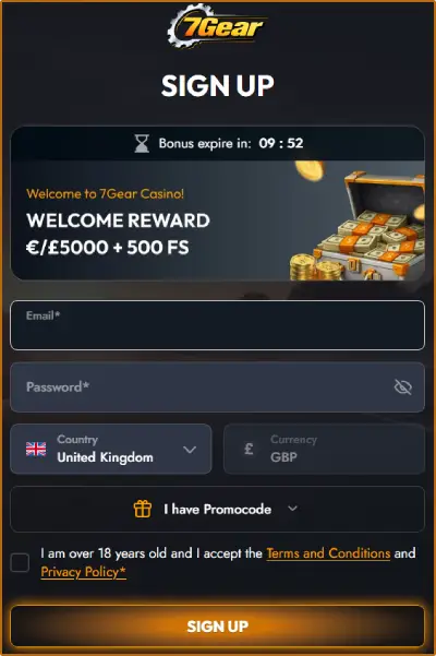 7Gear Casino Registering